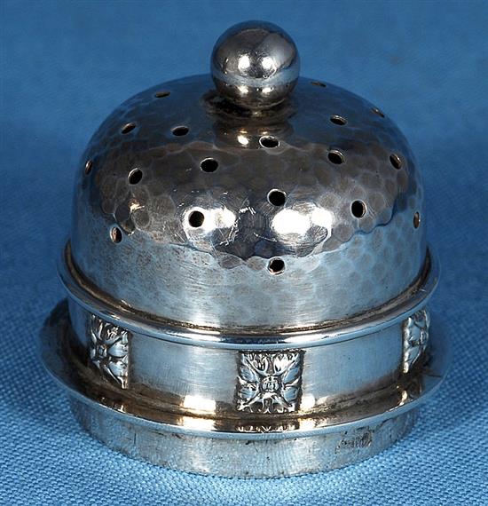 A George V Arts & Crafts silver sugar caster, by Albert Edward Jones, Height 168mm Weight: 5.7oz/180grms